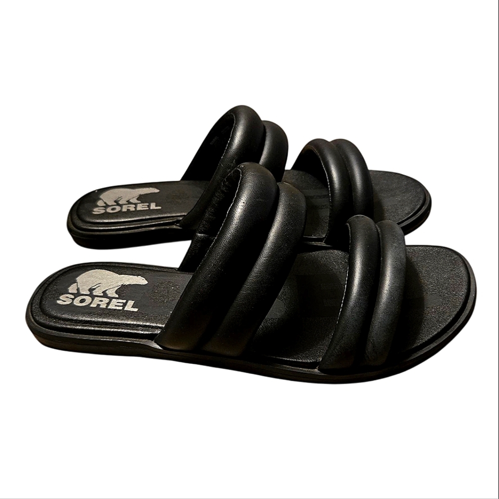 Sorel Black Dual-Strap Slide Sandals